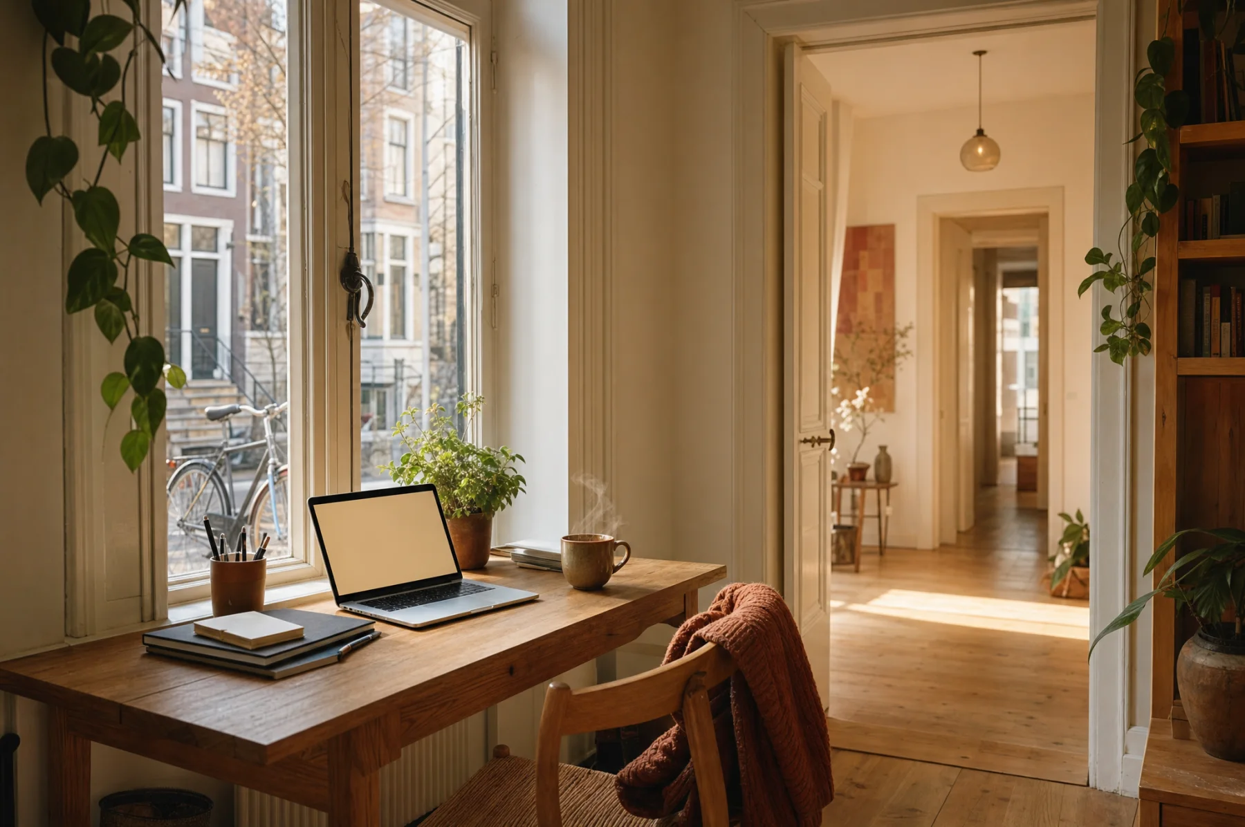 Student aan het werk achter een laptop